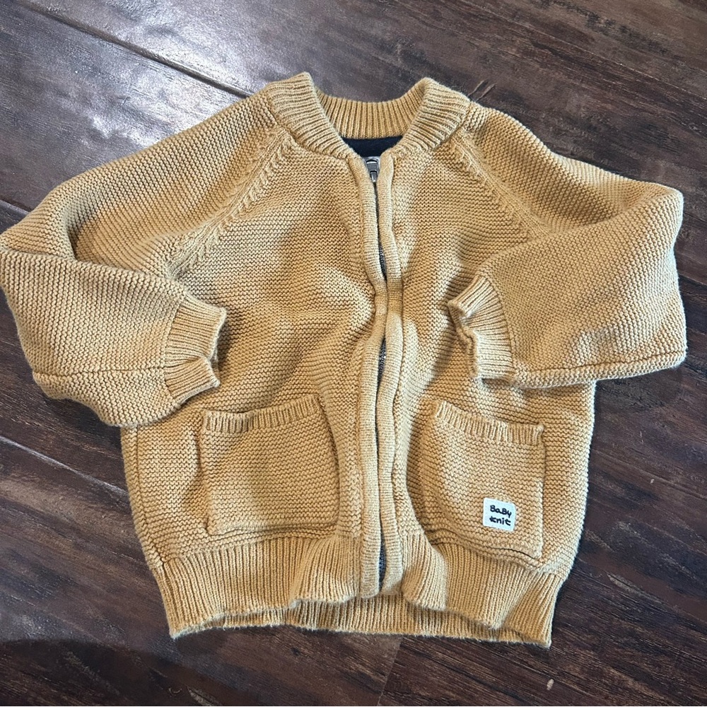 Zara Cotton Knit Zip Sweater